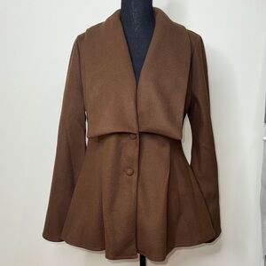 Chic Brown Women's Cape Jacket Batwing Sleeves Lightweight 🍂 M